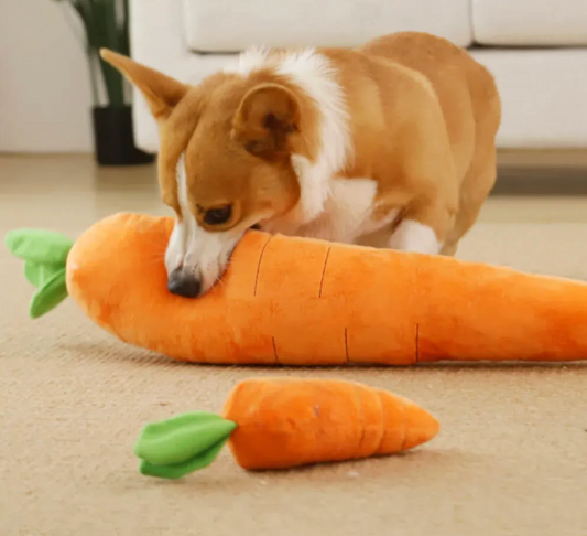 Carrot Squeaky Plush Toy Dog Interactive Toy